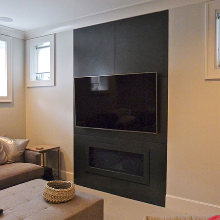 Steel Fireplace Surround at Bosworth Street Residence Basement