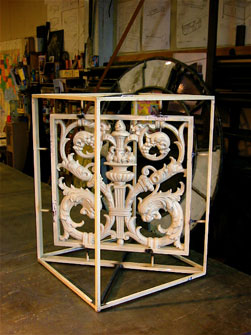 Cast Iron Panel into Cube Table Base